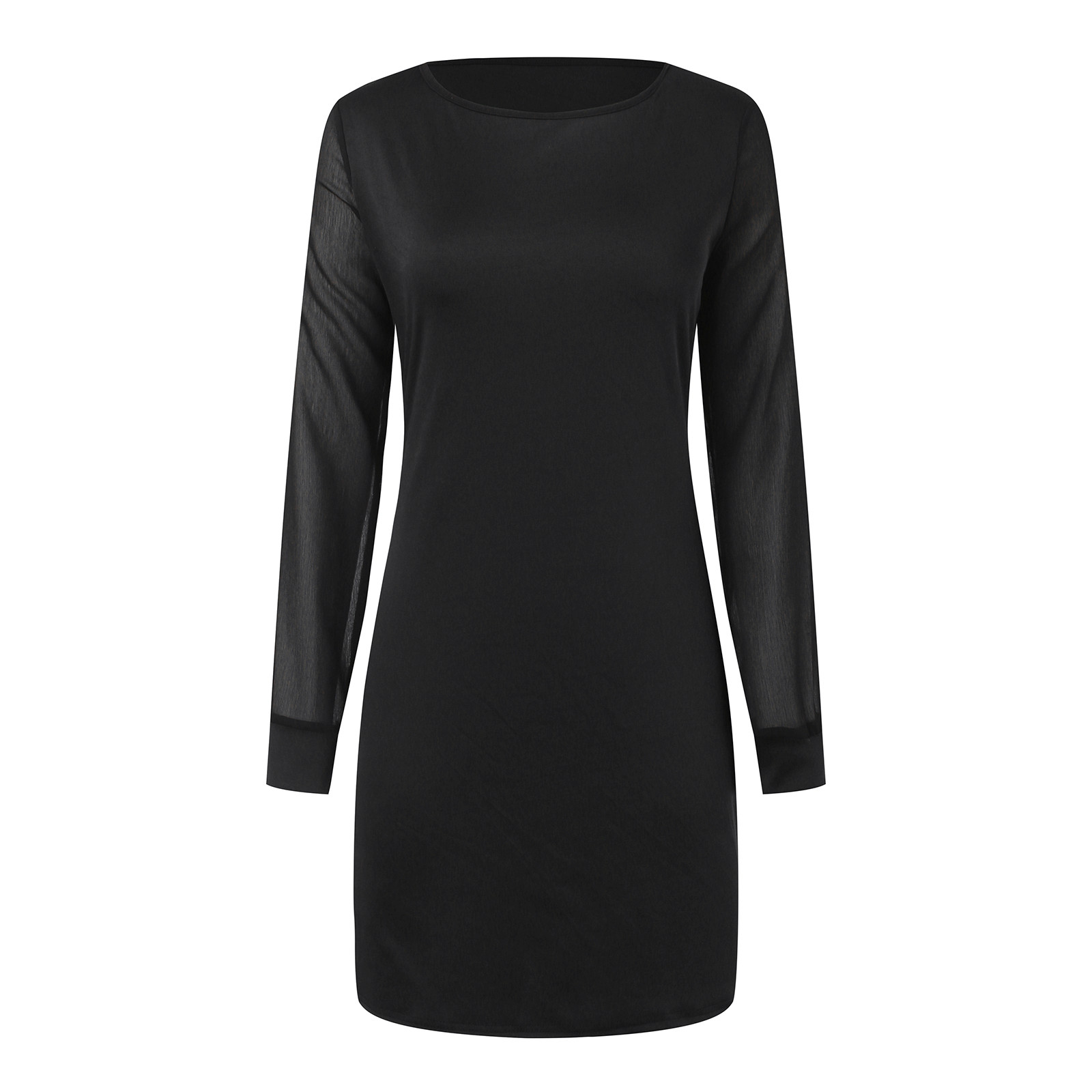 thumbnail image 4 of Minivestido de malla brillante para mujer: manga larga, cuello en V, corte ajustado, poliéster ajustado para todas las ocasiones, tallas US/UK/EU S-XXL., 4 of 7